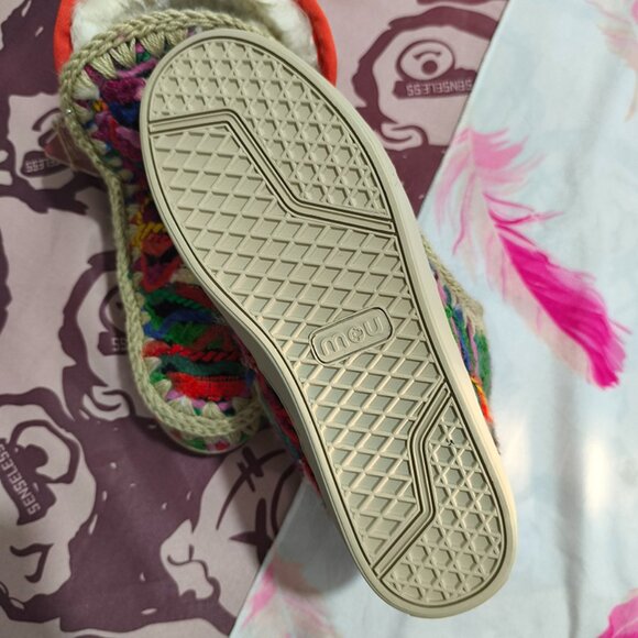 Mou Ethnic-Style Colorful Woven Plush Snow Boots - Picture 6 of 7